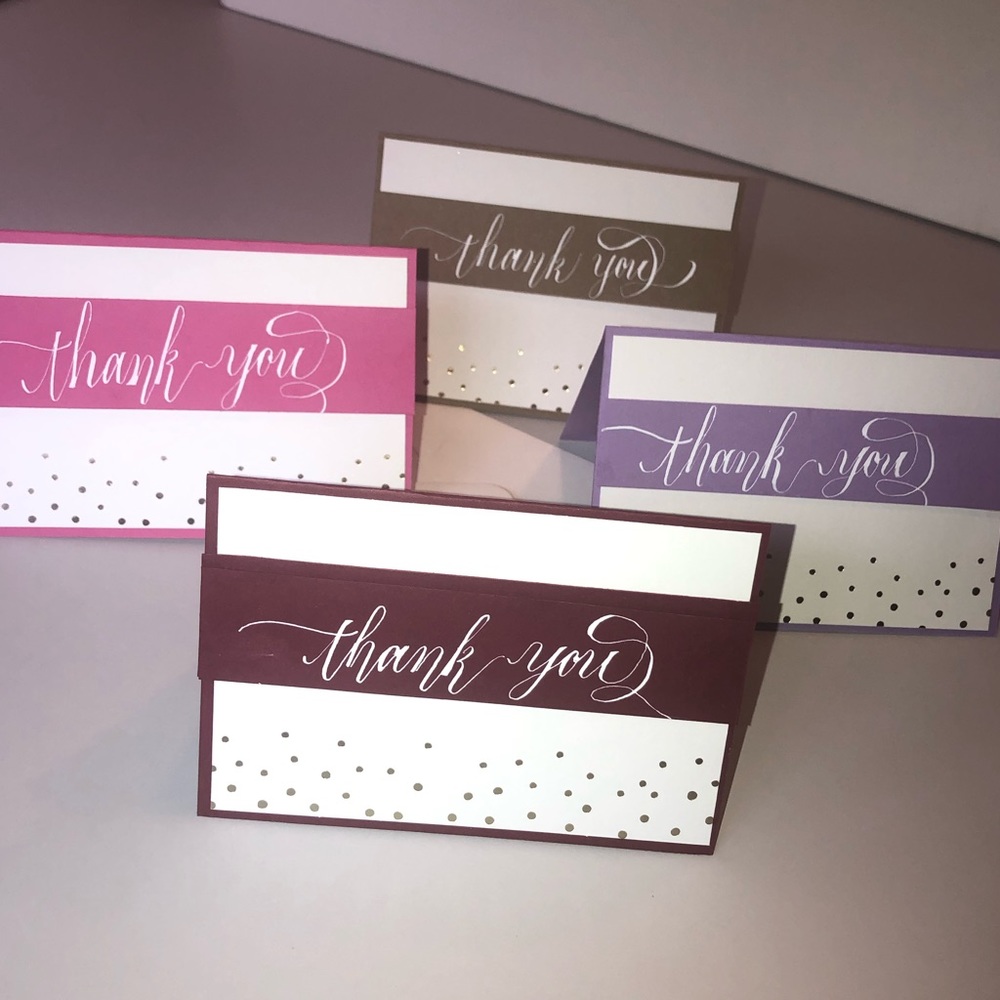 Handmade calligraphy Thank You cards (&envelopes)